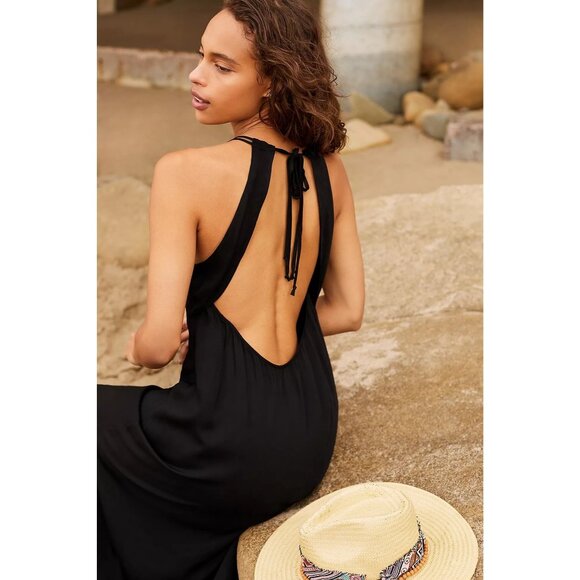 Anthropologie Shoreline Black Open-Back Maxi Dress - Picture 1 of 8